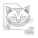cheshire cat smile wide composition tattoo design idea