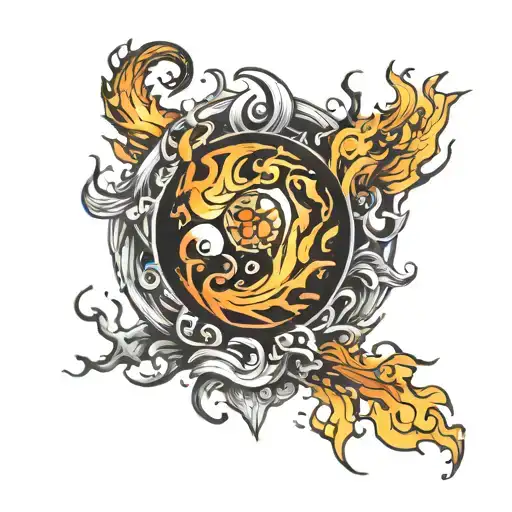 fiery sphere tattoo design idea
