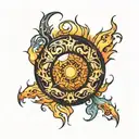 fiery sphere tattoo design idea