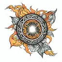 fiery sphere tattoo design idea