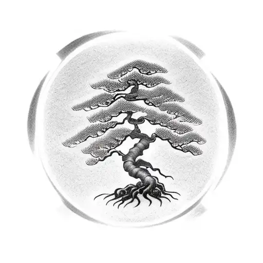 bonsai tree growing in the middle of enso symbol tattoo design idea