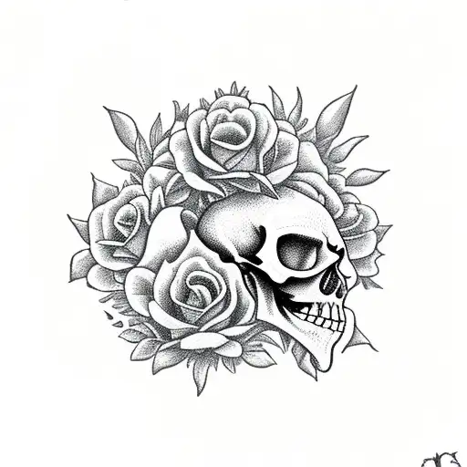 skull, sunflower, roses, music notes, butterfly, anchor, compas  tattoo design idea