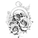 skull, sunflower, roses, music notes, butterfly, anchor  tattoo design idea