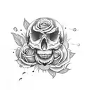 skull, sunflower, roses, music notes, butterfly, anchor  tattoo design idea