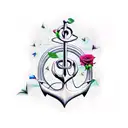 roses, music notes, butterfly, anchor, compas  tattoo design idea