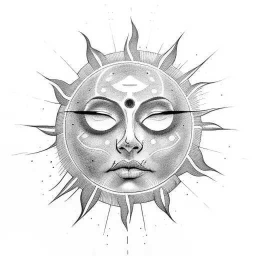 Sun with three lines crossing without a face tattoo design idea