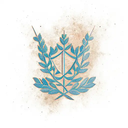 Laurel wreath arrow tattoo design idea