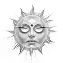Sun with three lines crossing without a face tattoo design idea