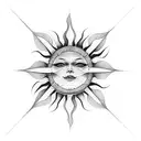 Sun with three lines crossing without a face tattoo design idea