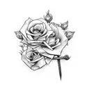 sword with roses tattoo design idea
