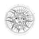 Sun with three lines crossing tattoo design idea