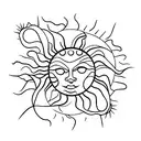 Sun with three lines crossing tattoo design idea