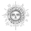 Sun with three lines crossing tattoo design idea