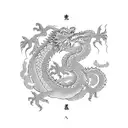 scene of a beach with a dragon lying down on the right and an Indian lying down on the left tattoo design idea