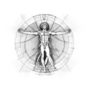 Flaming Vitruvian Man tattoo design idea