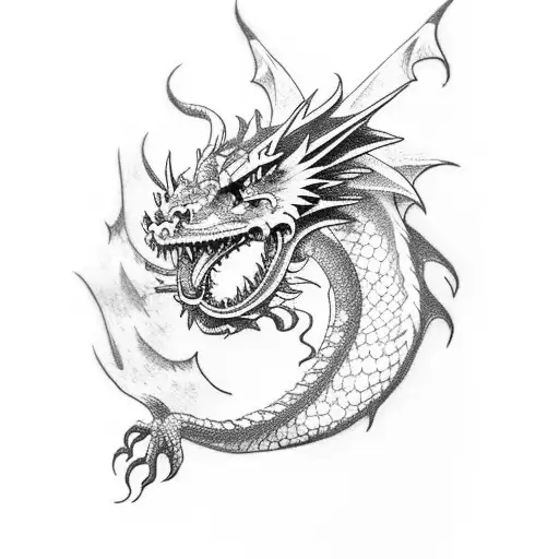 Dragon wolf lightning  tattoo design idea