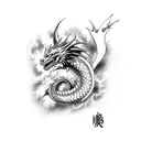 Dragon wolf lightning  tattoo design idea