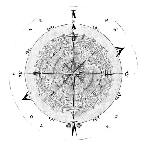 old fashioned map of the continents with a mandala style old fashioned compass tattoo design idea