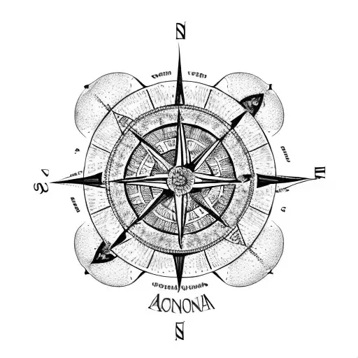 old fashioned map of the continents with a mandala style old fashioned compass tattoo design idea