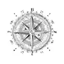 old fashioned map of the continents with a mandala style old fashioned compass tattoo design idea