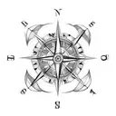 old fashioned map of the continents with a mandala style old fashioned compass tattoo design idea