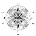 old fashioned map of the continents with a mandala style old fashioned compass tattoo design idea