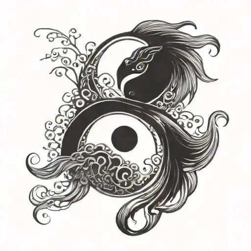 yin yang, push and pull. tui la, constant change. trinity of mind body and spirit tattoo design idea