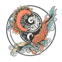 yin yang. tui la, pull and push. opposit sides, constant change. mind spirit body trinity tattoo design idea