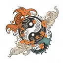 yin yang. tui la, pull and push. opposit sides, constant change. mind spirit body trinity tattoo design idea