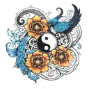 yin yang, push and pull. tui la, constant change. trinity of mind body and spirit tattoo design idea
