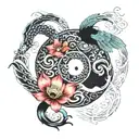 yin yang, push and pull. tui la, constant change. trinity of mind body and spirit tattoo design idea