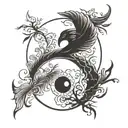 yin yang, push and pull. tui la, constant change. trinity of mind body and spirit tattoo design idea