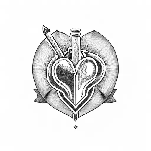 heart with dagger tattoo design idea