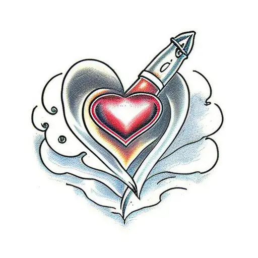 heart with dagger tattoo design idea