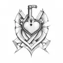 heart with dagger tattoo design idea