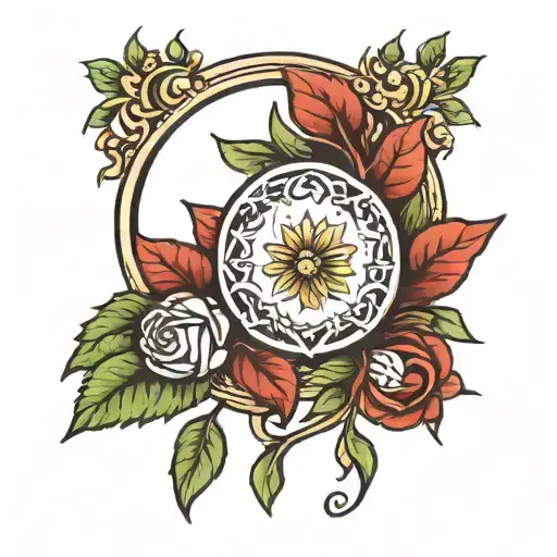 laurel crown with a moon inside tattoo design idea