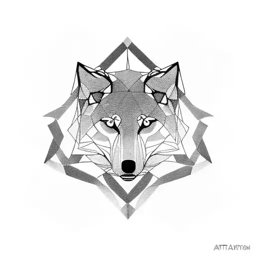 A geometric pattern of three interconnected wolves, each representing a birth date of a family member. tattoo design idea