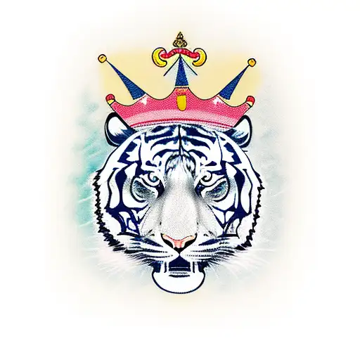 Tiger Daddy wearing a crown, symbolizing his role as the protector of his cub tattoo design idea