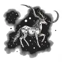 zodiac sign Capricorn constellation merging tattoo design idea