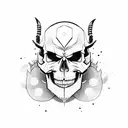Skull devill samurai with oni mask tattoo design idea