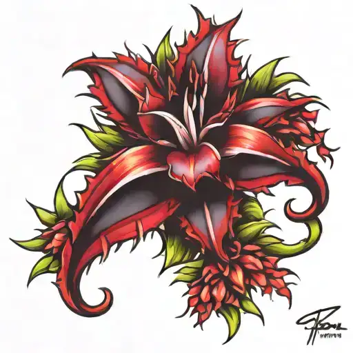 rubra bromeliad tattoo design idea