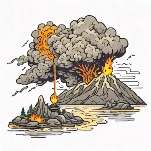 Volcano erupting tattoo design idea