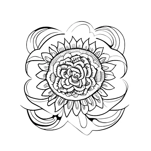 girasol blanco y negro  tattoo design idea