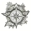 Rainbow Ross Compass with mountains tattoo design idea