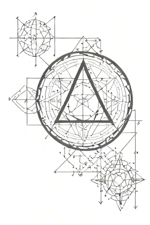 clean geometric tattoo connected to create an alchemy circle. Leave space for 6-12 symbols tattoo design idea