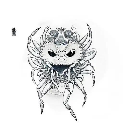moon with crab claw tattoo design idea