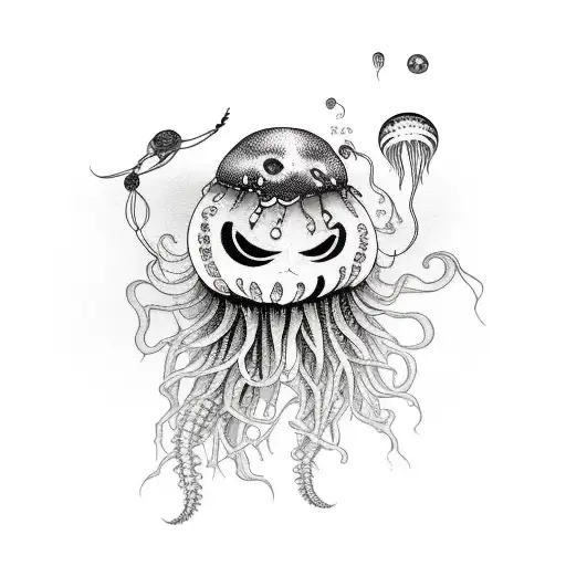 scarecrow with jellyfish with crab claw tattoo design idea