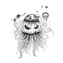 scarecrow with jellyfish with crab claw tattoo design idea
