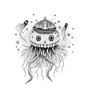 scarecrow with jellyfish with crab claw tattoo design idea