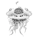 scarecrow with jellyfish with crab claw tattoo design idea